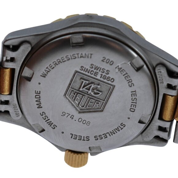 Vintage Ladies Tag Heuer Professional 27mm 2000 Series Two Tone Watch 974.008! TAG HEUER 2000 PROFESSIONAL 200M 974.008 27mm QUARTZ WATCH  main image 4